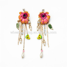 oil flower pendant beautiful girls wedding seoul stone earrings